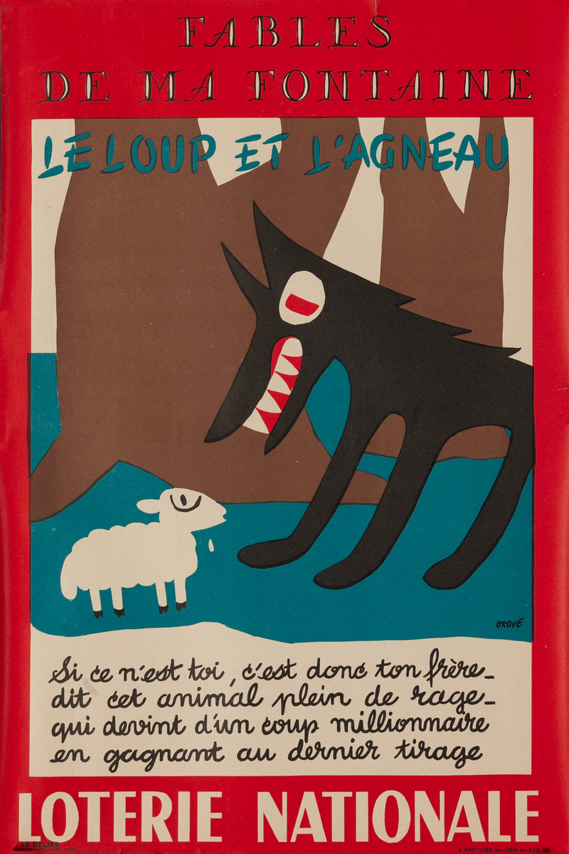 French Loterie Nationale Original Poster Le Loup - The Wolf and the Lamb