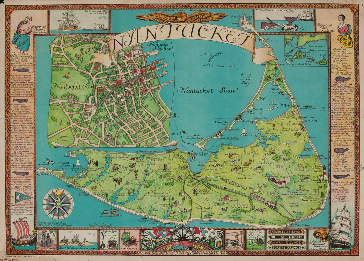 Nantucket Massachusetts Original Souvenir Map