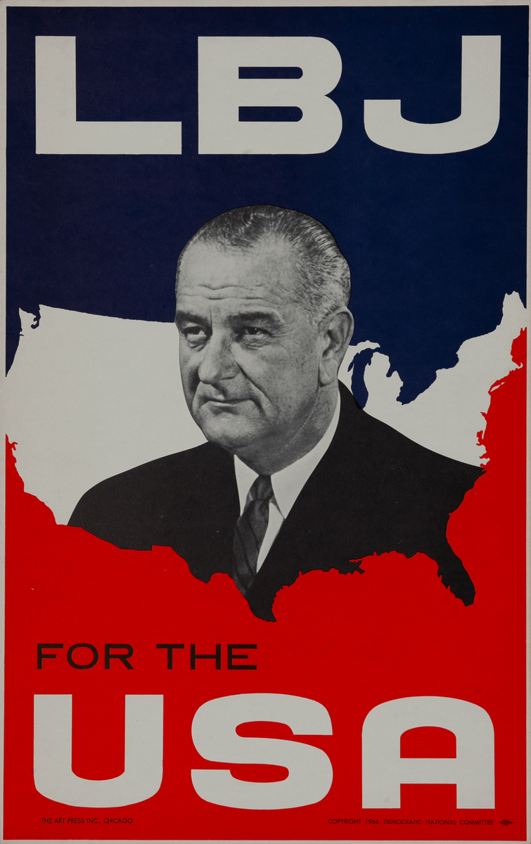 LBJ (Lyndon B. Johnson) For the USA Original Campaign Poster