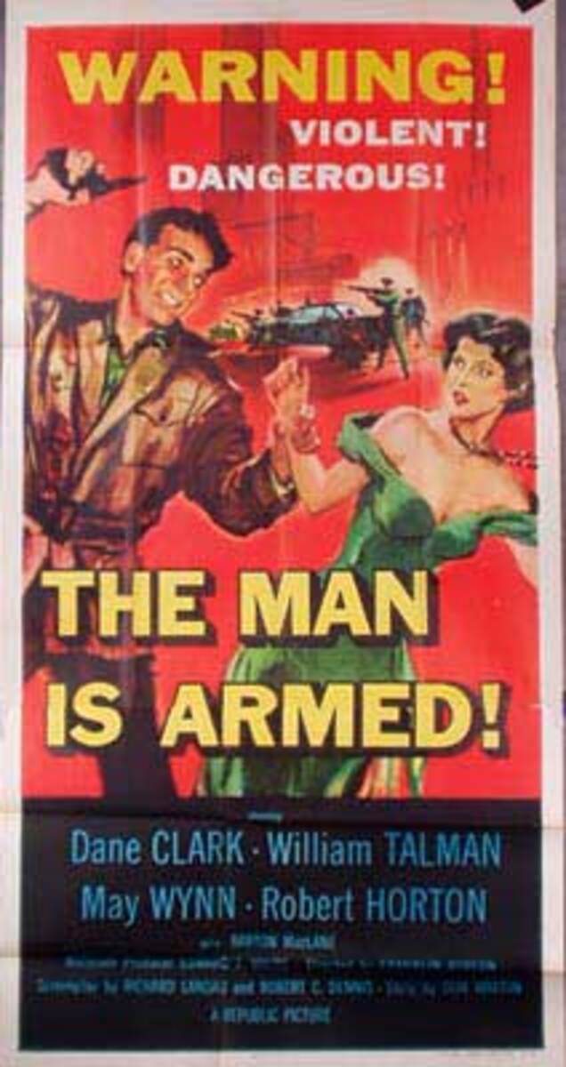 The Man Is Armed  B Vintage Original Movie Poster 3 Sheet