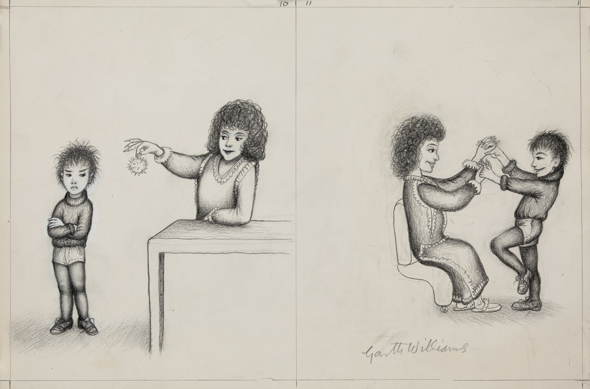 Original Garth William Illustration Art Women Playing With Boy Page 10 and 11