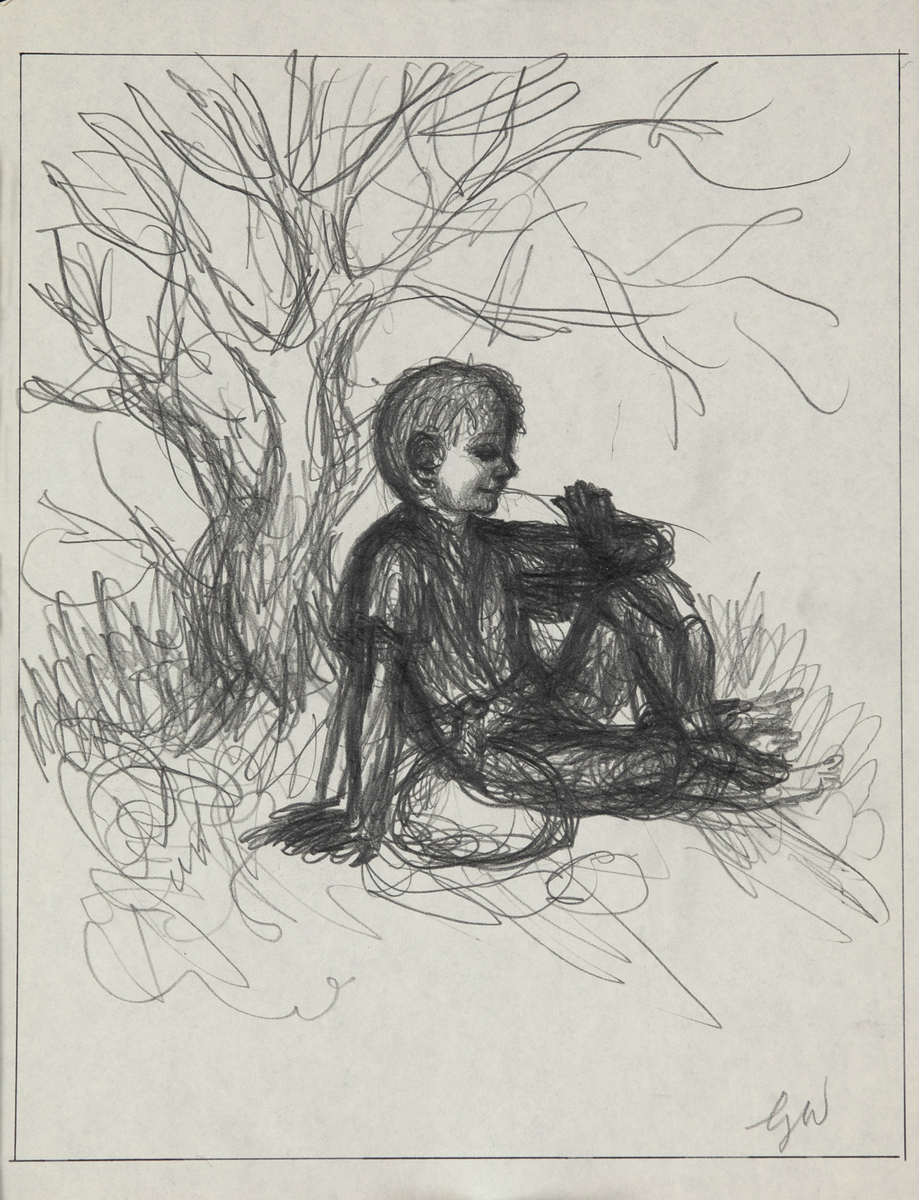 Original Garth William Illustration Art Boy Under Tree Hard Lines