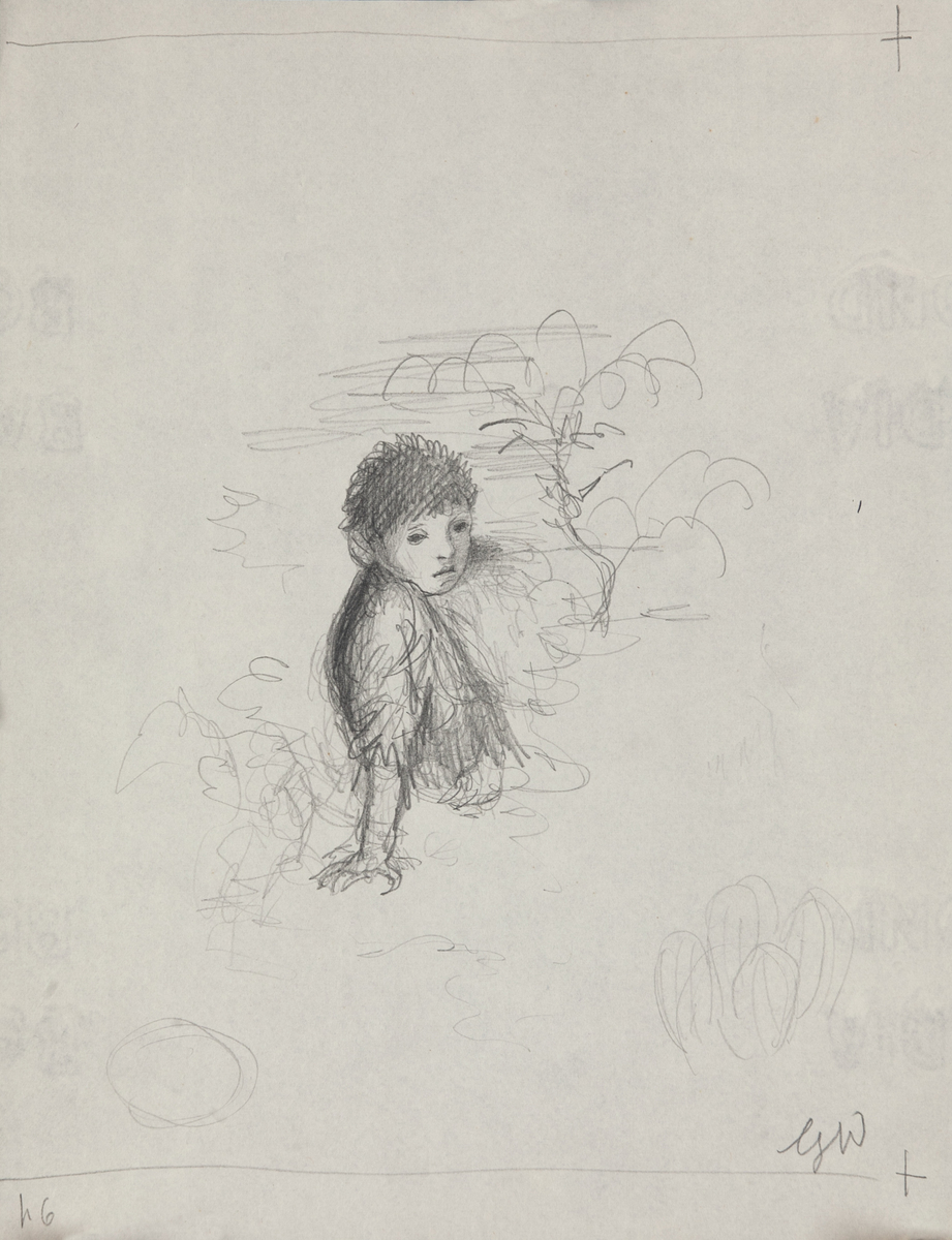 Original Garth William Illustration Art Boy Sitting Page 16