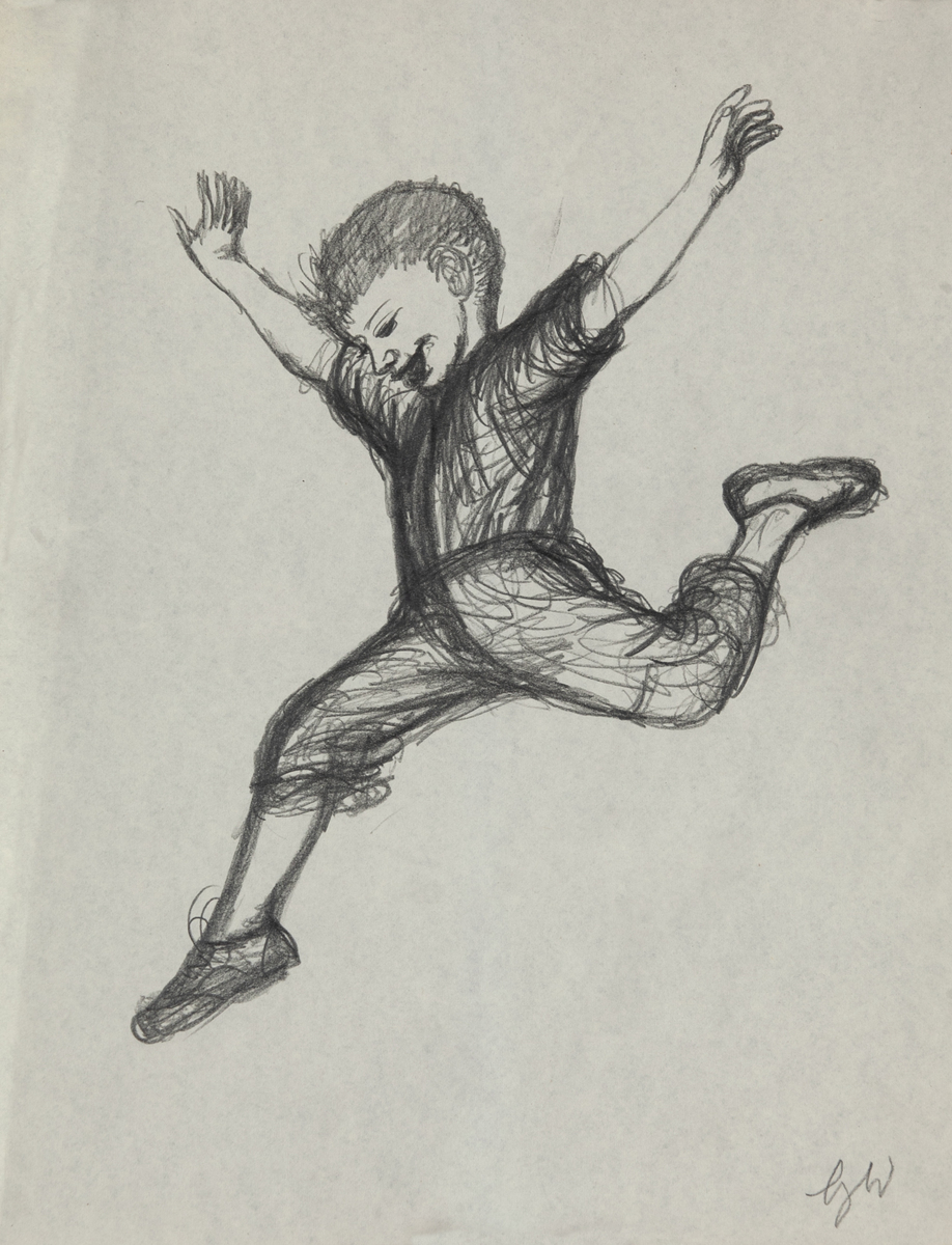 Original Garth William Illustration Art Boy Jumping 