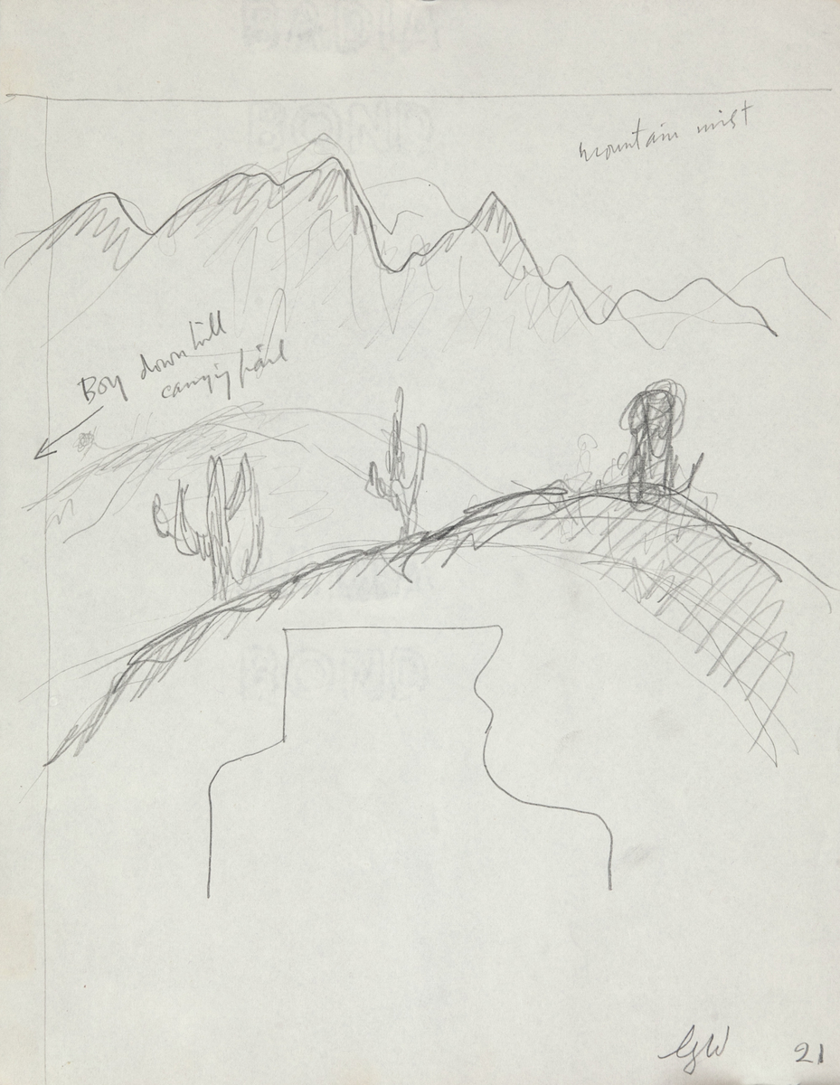 Original Garth William Illustration Art Cactus and Mountain Mist