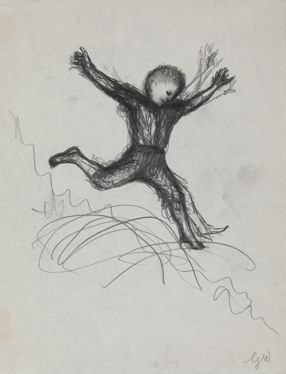 Original Garth William Illustration Art Boy Jumping Hard Lines