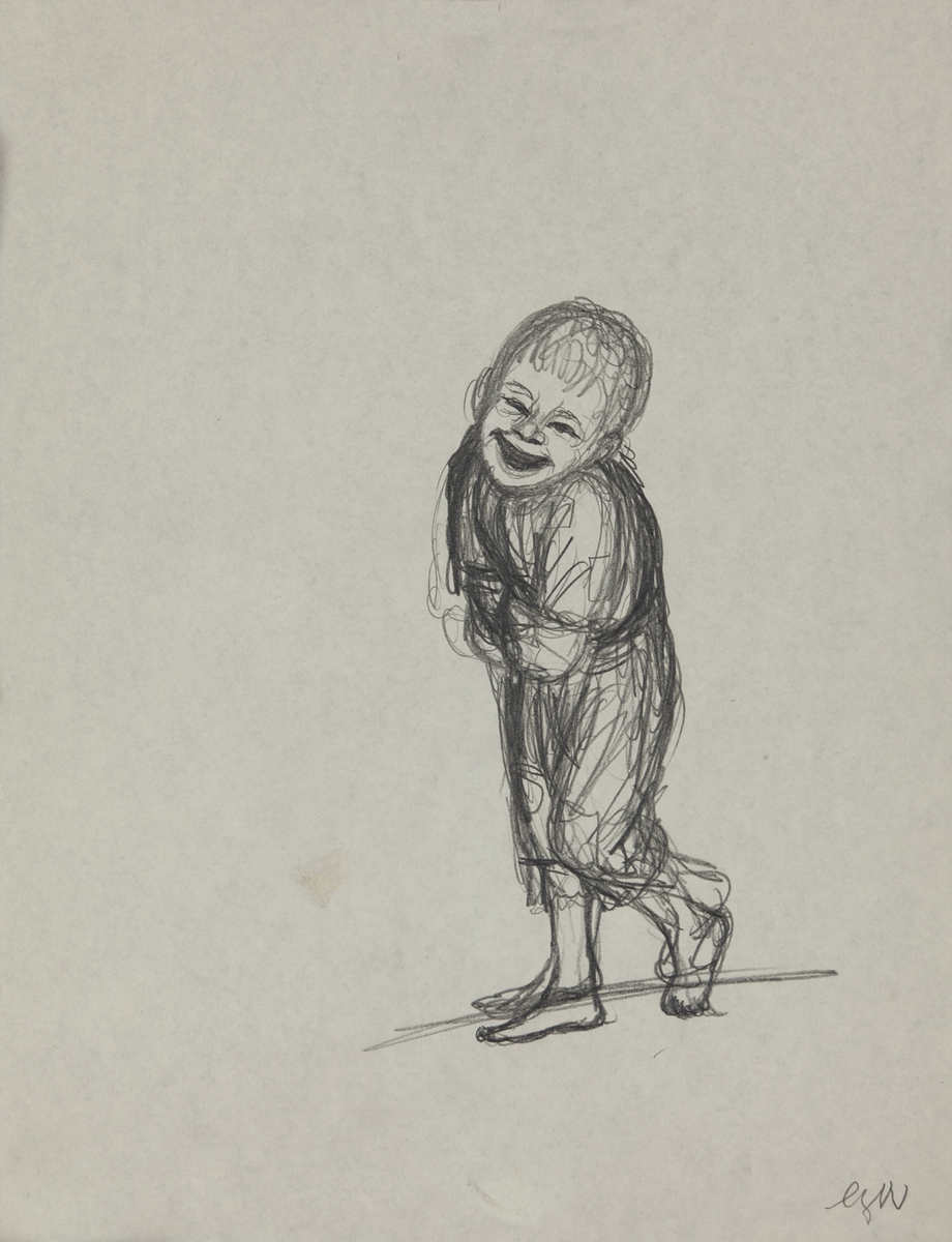 Original Garth William Illustration Art Walking Smiling Boy