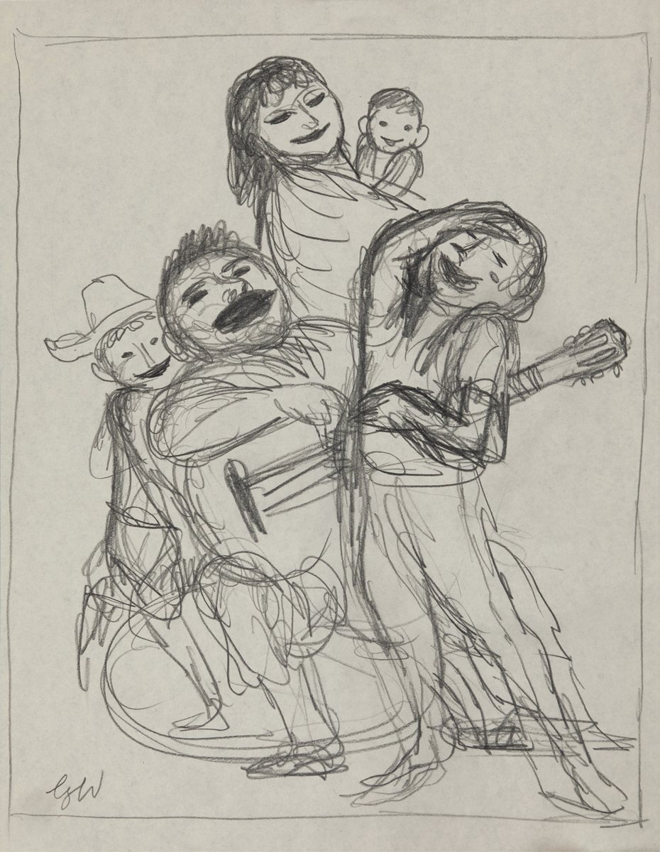 Original Garth William Illustration Art Laughing Family Three Children