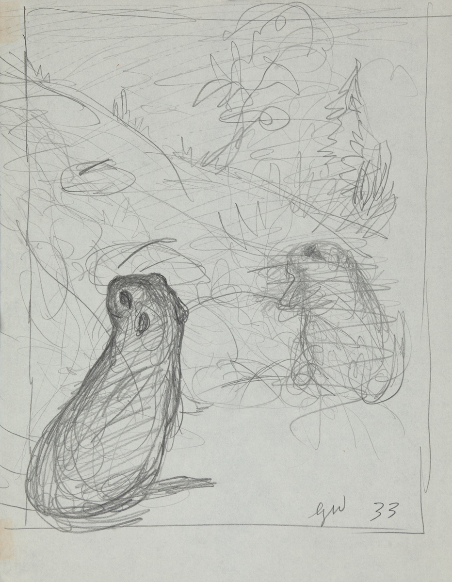 Original Garth William Illustration Art Two Prairie Dogs Looking to the Left Page 33