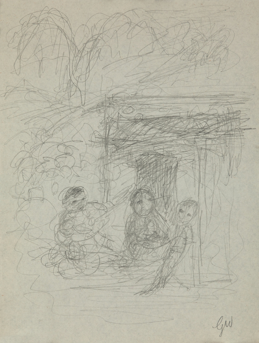 Original Garth William Illustration Art Family Sitting Together