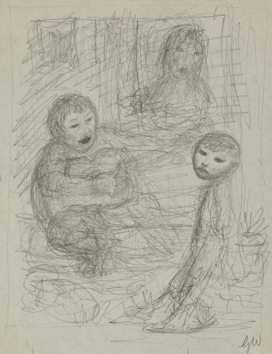 Original Garth William Illustration Art Family With Boy Staring Into Distance