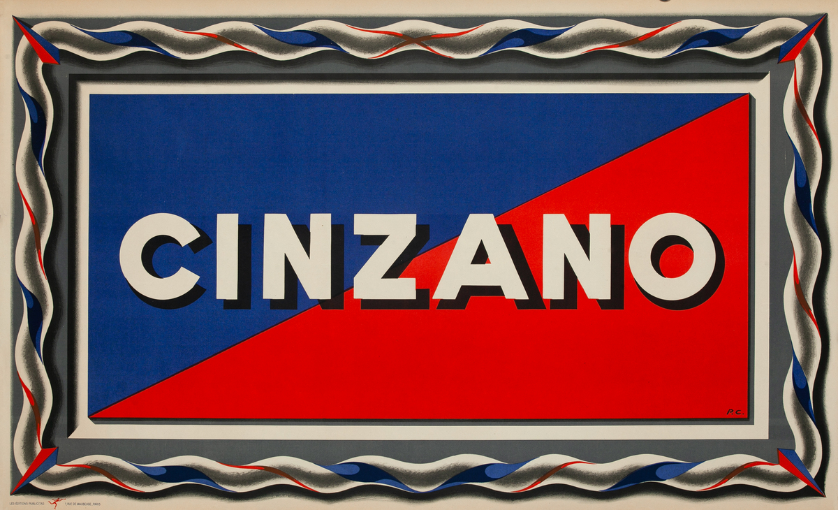 Cinzano Geometric Waves Original Advertising Poster