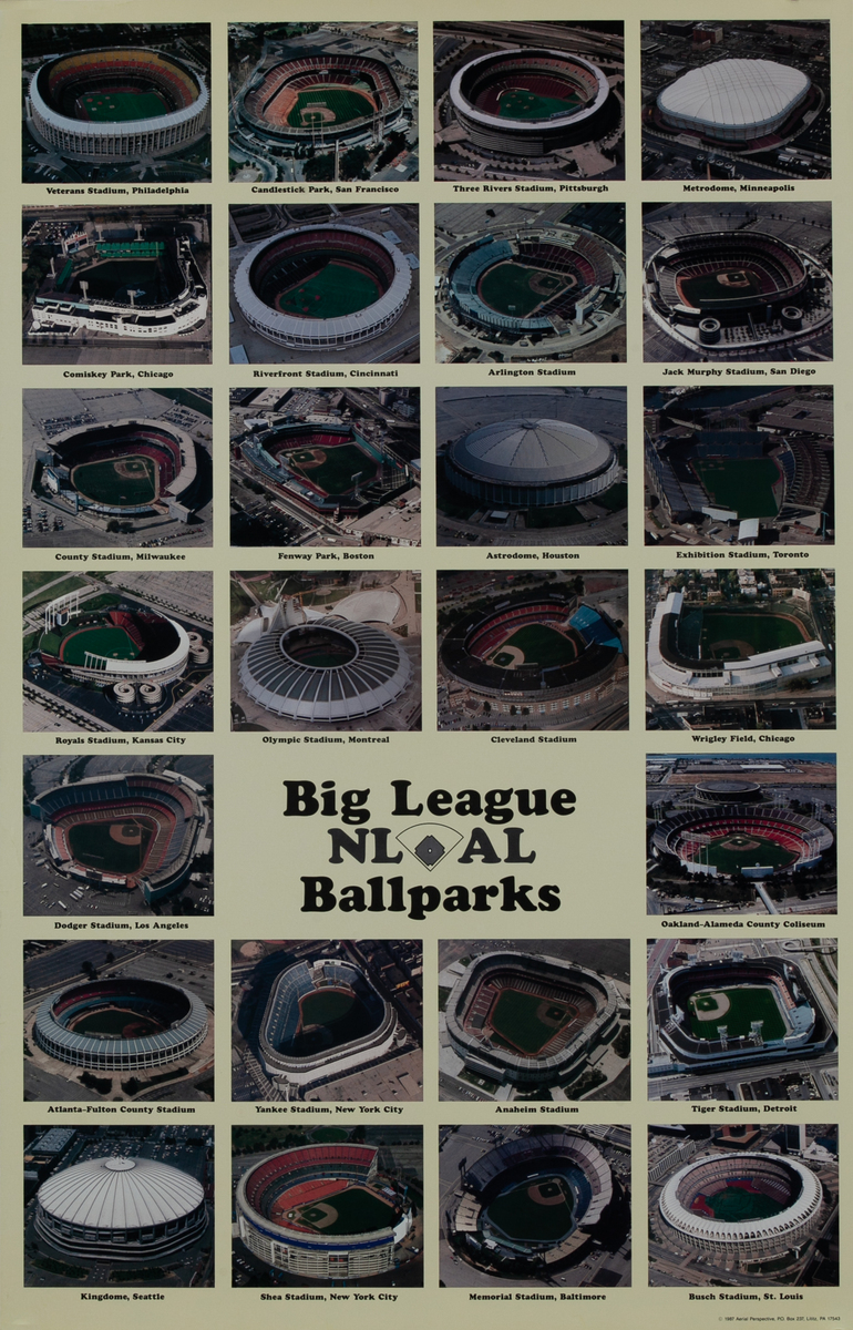 Big League National League American League Ballparks Original Baseball Poster