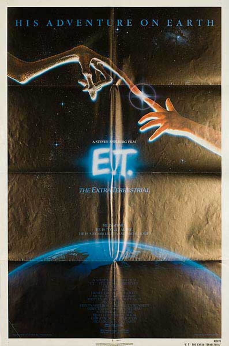 ET The Extraterrestrial Original American 1 Sheet Movie Poster