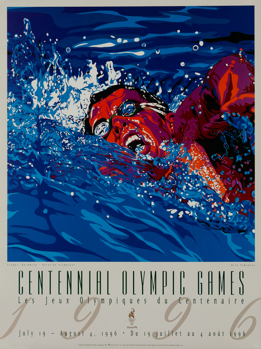 Original 1996 Atlanta Olympics Poster Swimming (Yamagata)