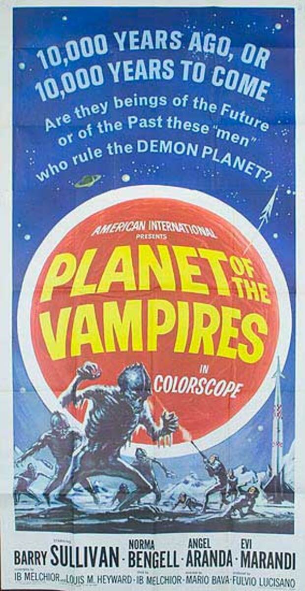 Planet of the Vampires Original Sci Fi 3 Sheet Movie Poster