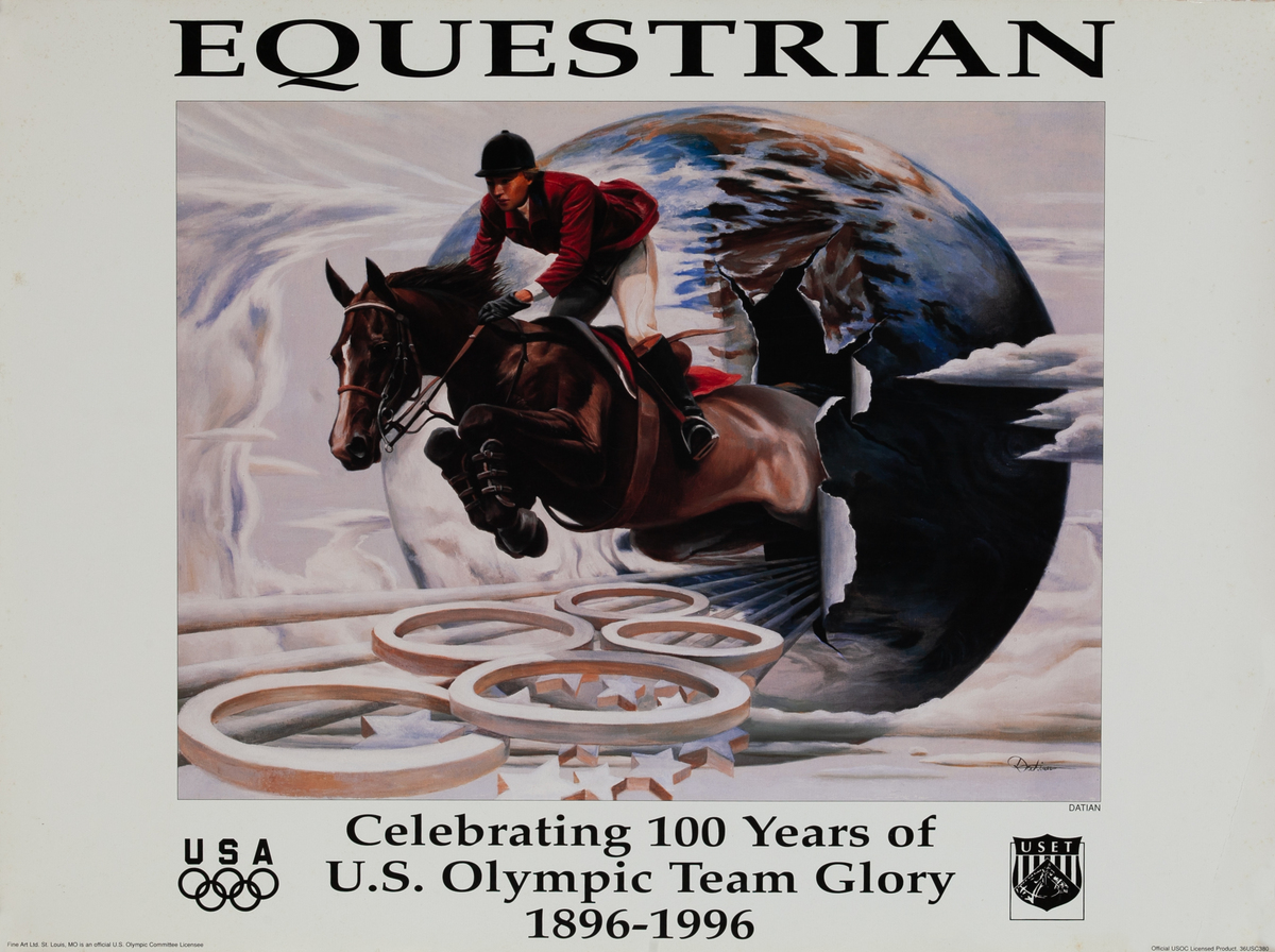 Breaking Through Earth Original 1996 Atlanta Olympics Poster Equestrian