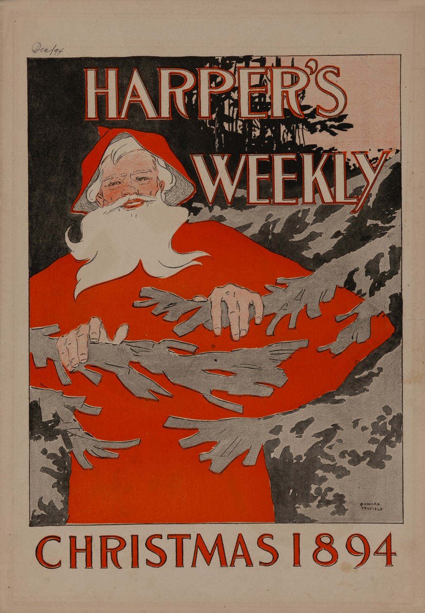 Harper's Weekly Christmas 1894, Santa Claus Original American Magazine Cover