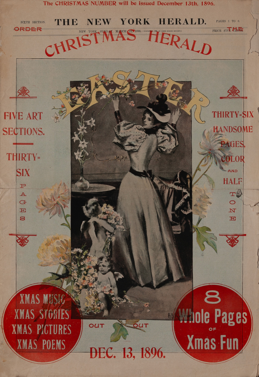 The New York Herald Christmas Herald Easter Original American Literary Newspaper Cover