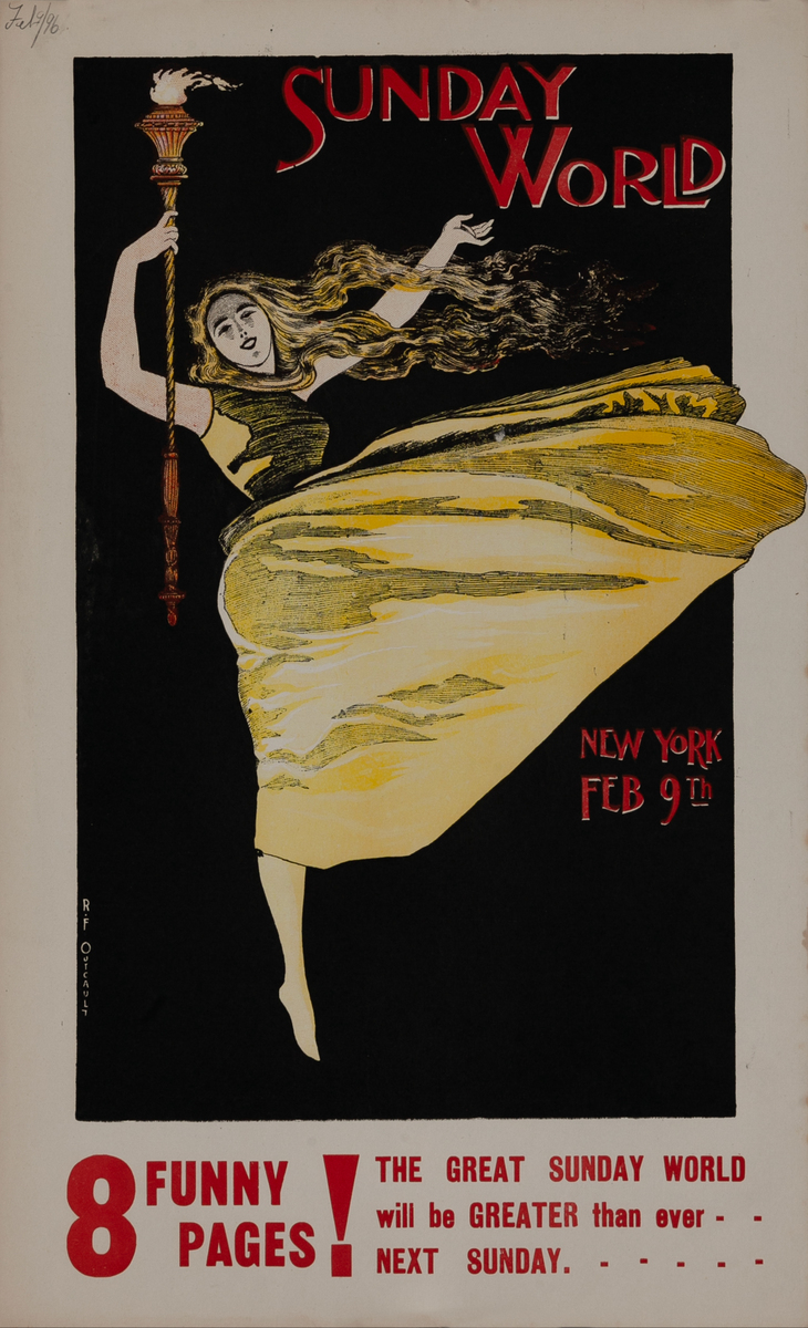 New York Sunday World Feb 9th Original American Literary Poster