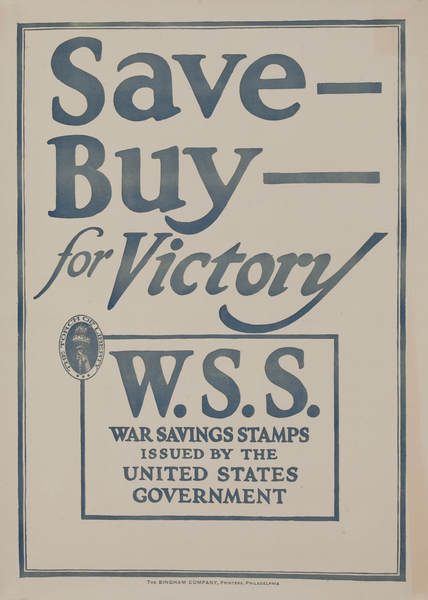 Save - Buy - for Victory Original WWI War Saving Stamps Poster