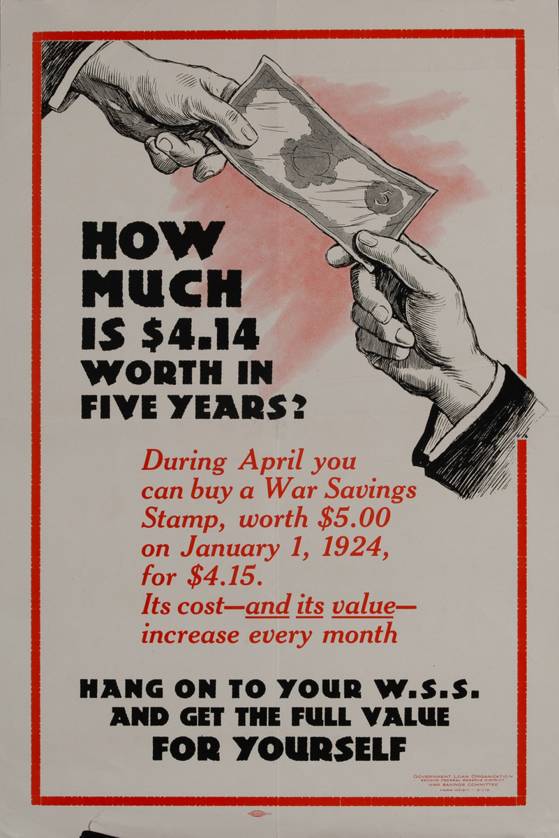 How Much is $4.14 Worth in Five Years? Original WWI Bond Poster
