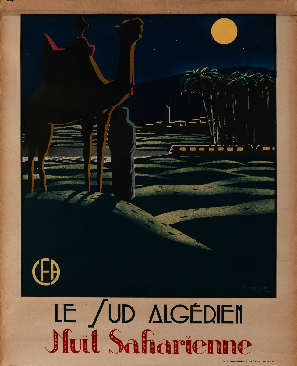 Le Sud Algérien Nuit Saharienne Original Algérien Railway Africa Travel Poster