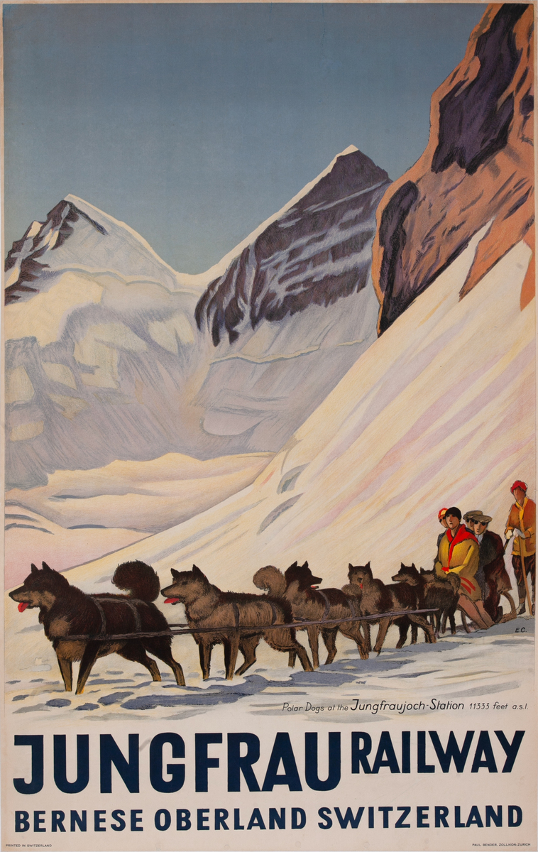Jungfrau Railway Bernese Oberland Switzerland Original Travel Poster