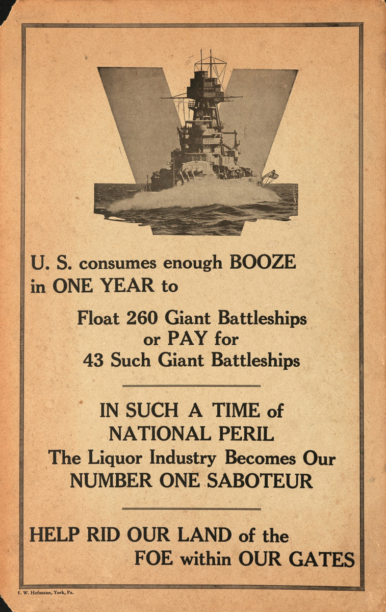 Help Rid Our Land of the Foe Within Our Gates Original WWII Anti-Alcohol Poster