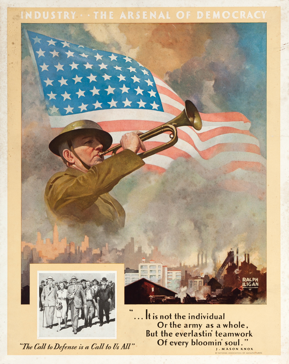 Industry - The Arsenal of Democracy Original WWII National Association of Manufacturers Poster