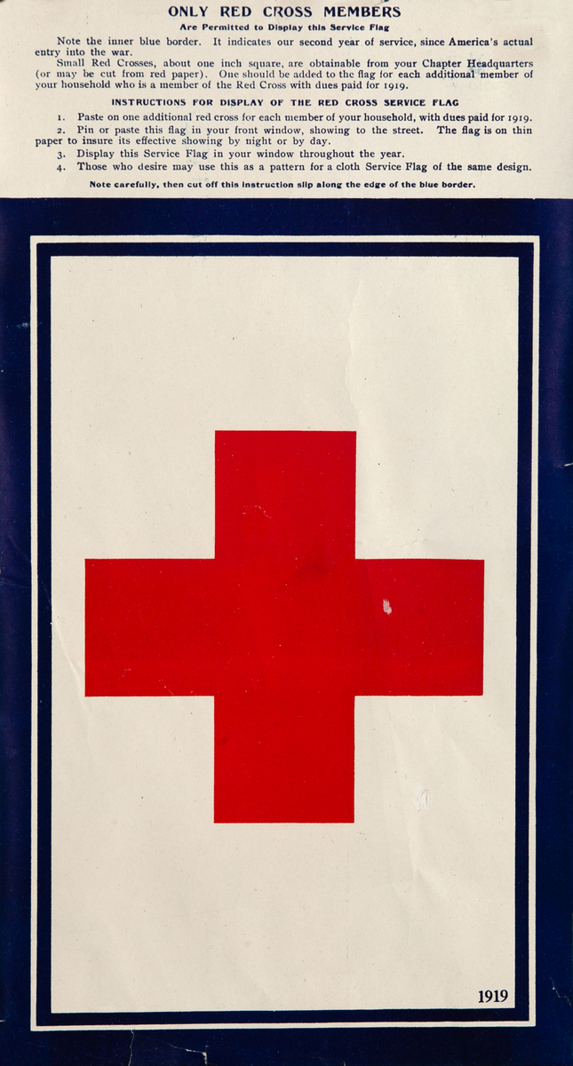 Red Cross Service Flag Instructions Original WWI Red Cross Poster