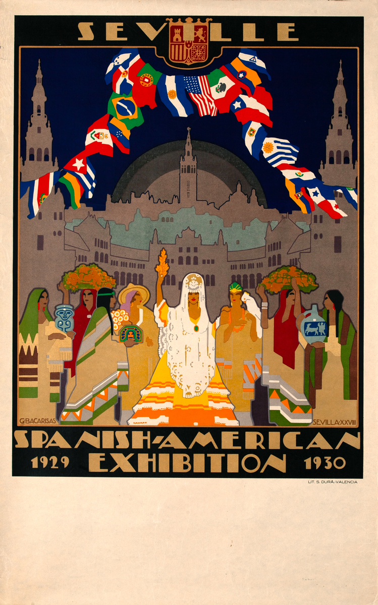 Seville Spanish - American Exhibition 1929 - 1930 Original Exposition Poster