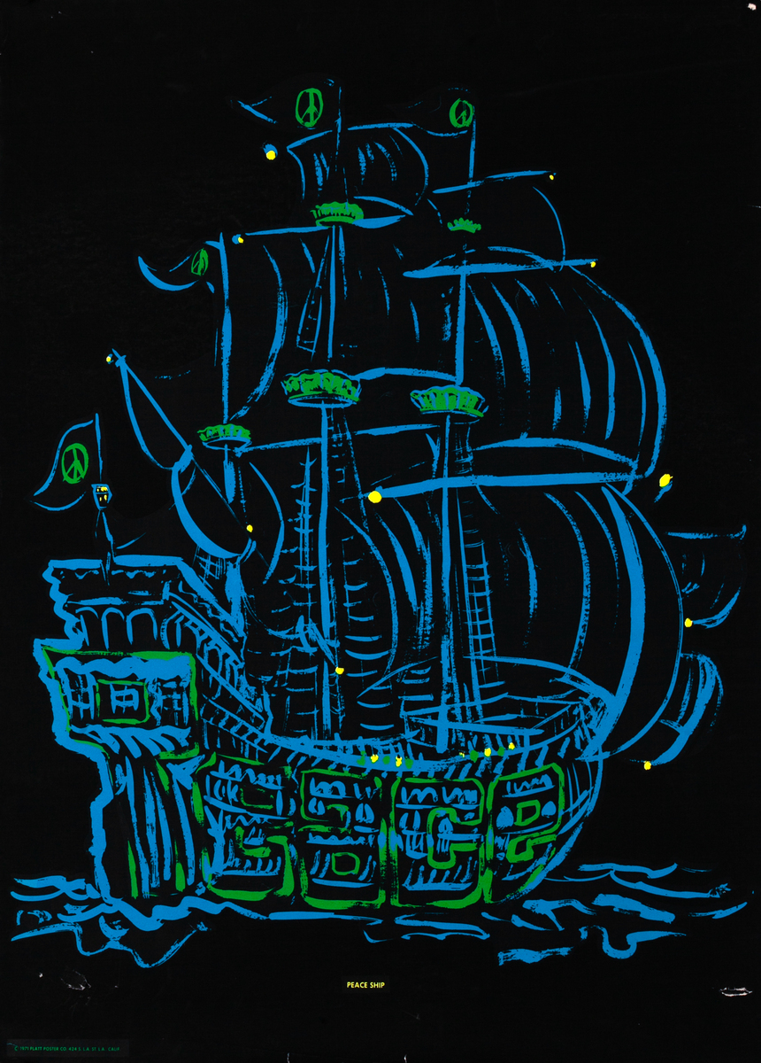 Peace Ship Original Psychedelic Blacklight Poster