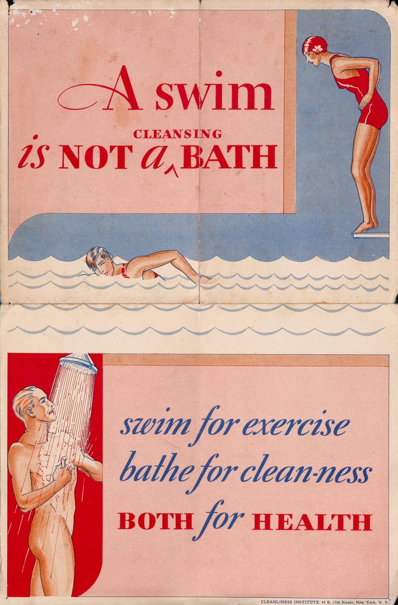 A Swim Is Not A Cleansing Bath Original Cleanliness Institute Public Health Poster