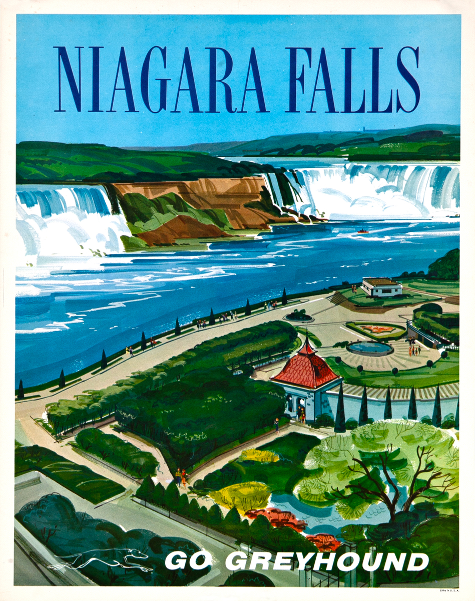 Niagara Falls Go Greyhound Original Travel Poster