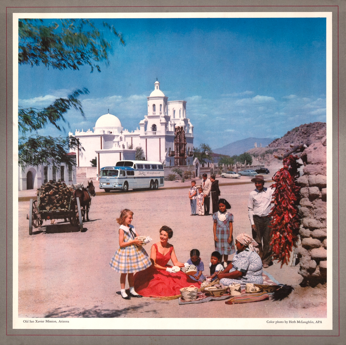 Old San Xavier Mission, Arizona Greyhound Bus Original Travel Poster