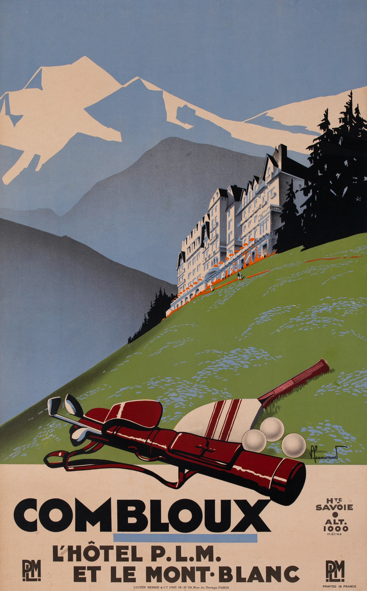 Combloux  L’Hotel P.L.M. Et Le Mont Blanc France Golf Travel Poster 