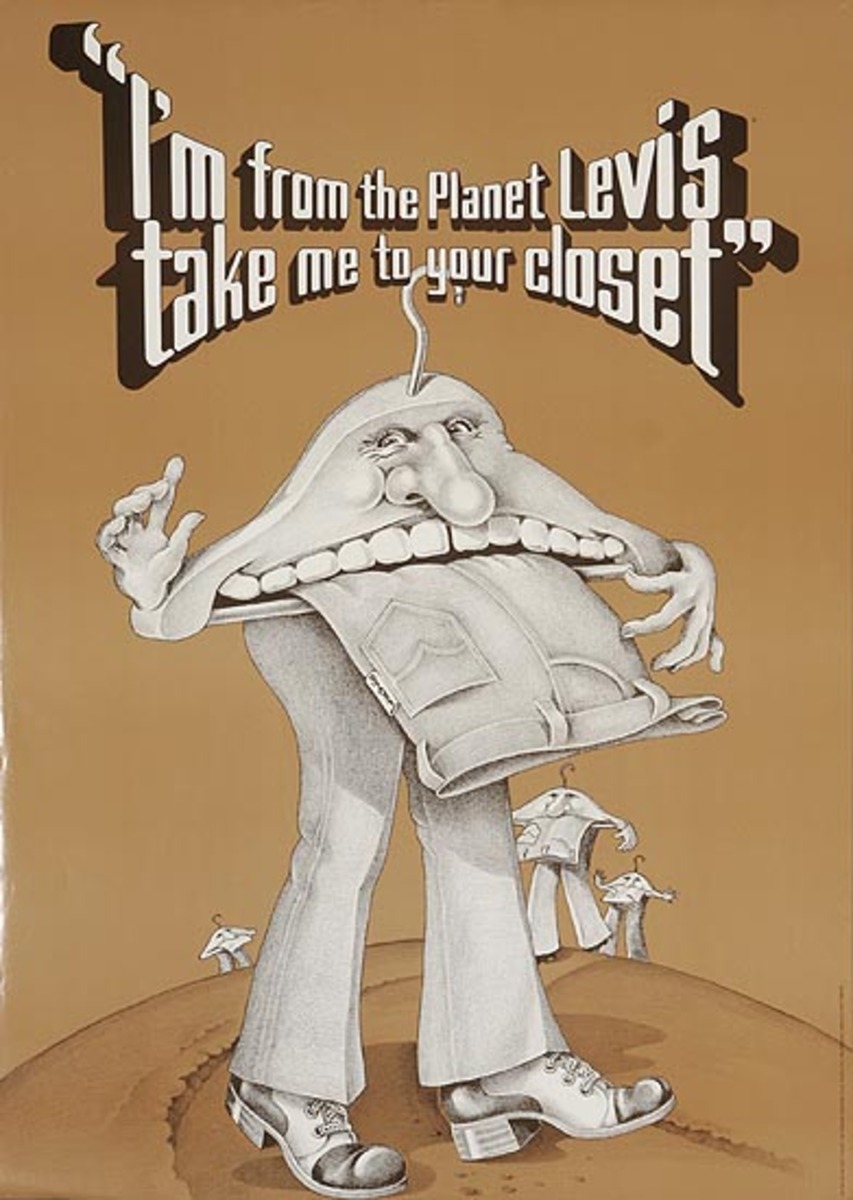 Planet Levi's Take Me to Your Closet Original Advertising Poster brown