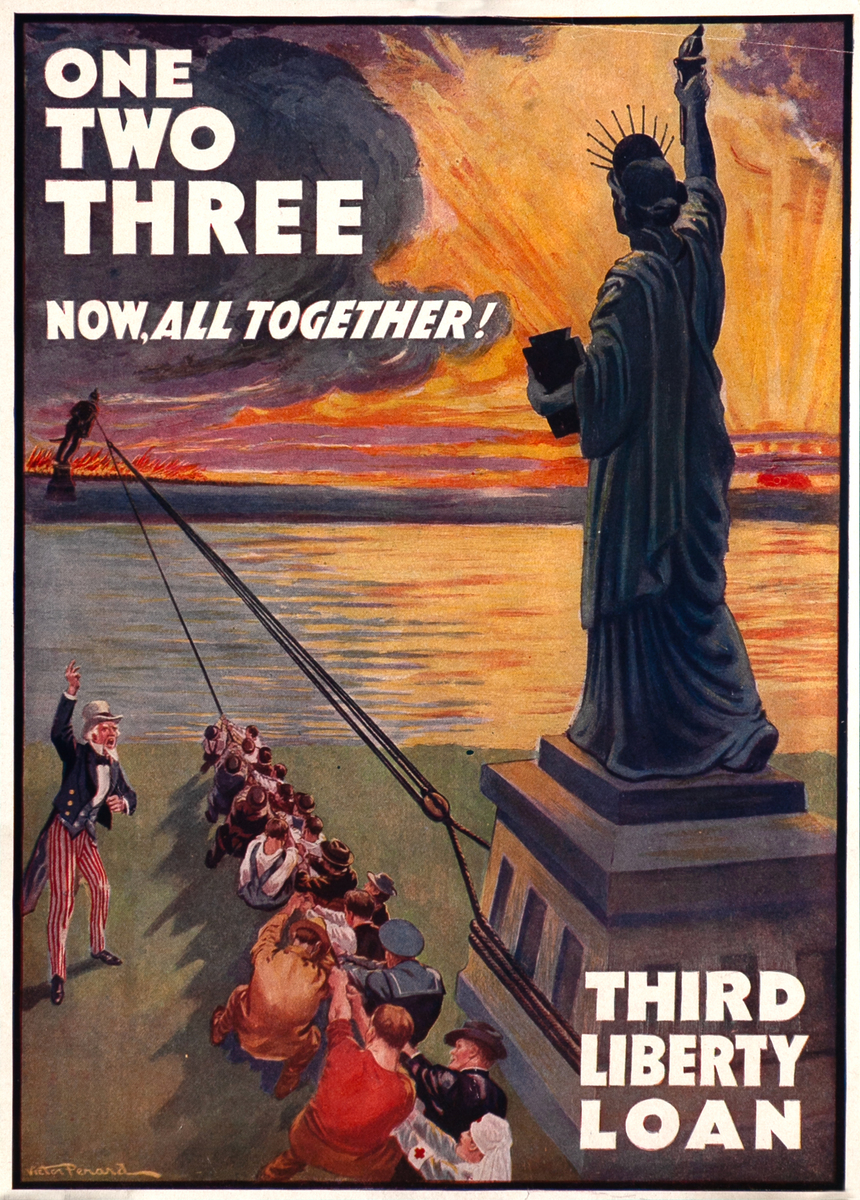 One Two Three Now, All Together! Original WWI Third Liberty Loan Poster