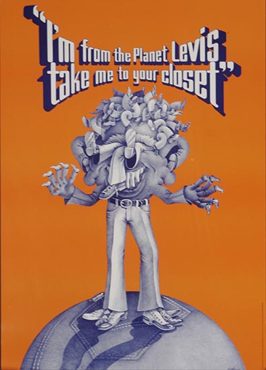 Planet Levi's Take Me to Your Closet Original Advertising Poster orange