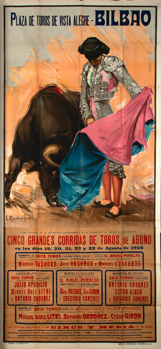 Plaza de Toros de Vista Allegre - Bilbao Huge Original Spanish Bullfight Poster