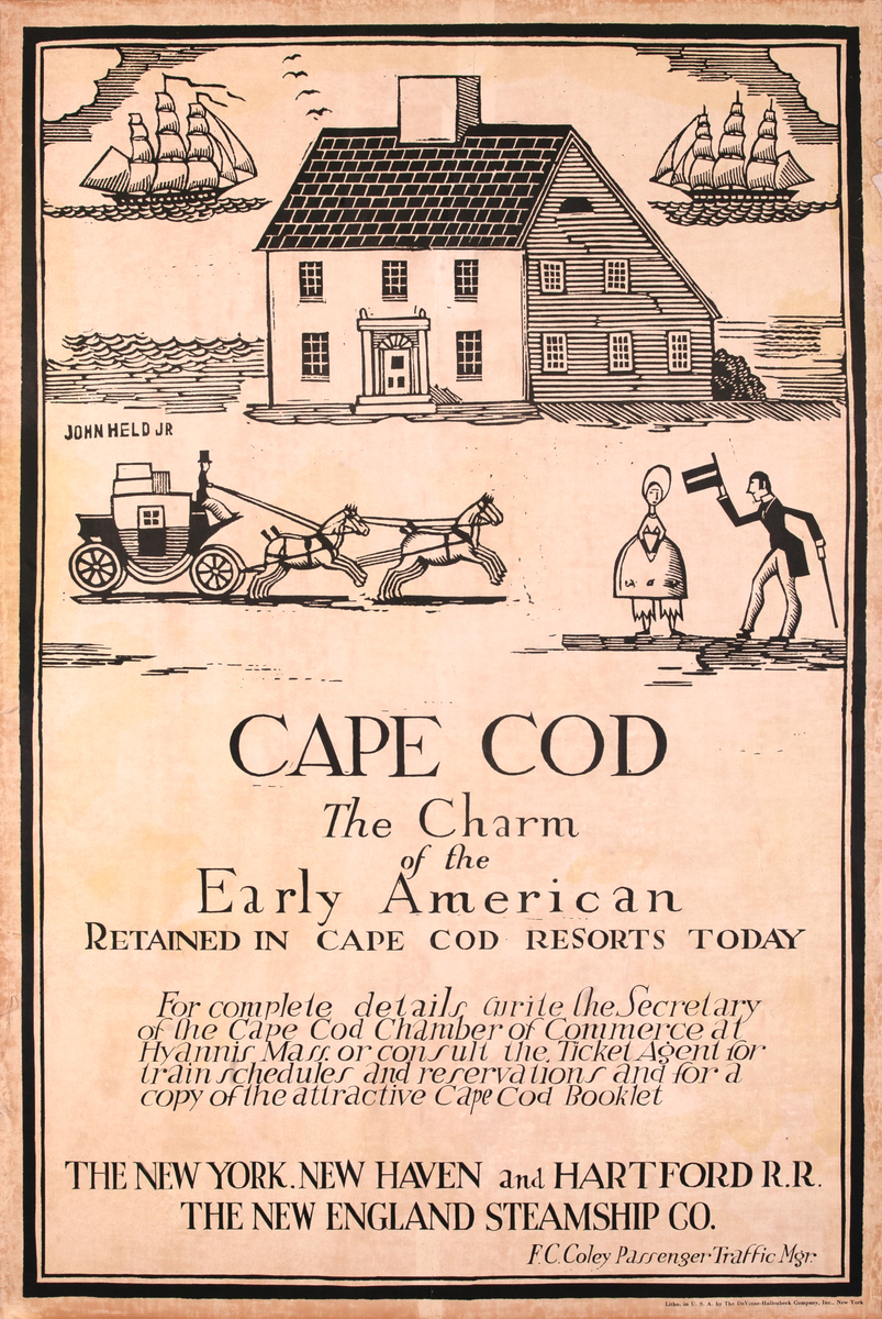 Cape Cod The Charm of the Early American Retained in Cape Cod Resorts Today Original New York, New Haven and Hartford R.R. The New England Steamship Co. Travel Poster