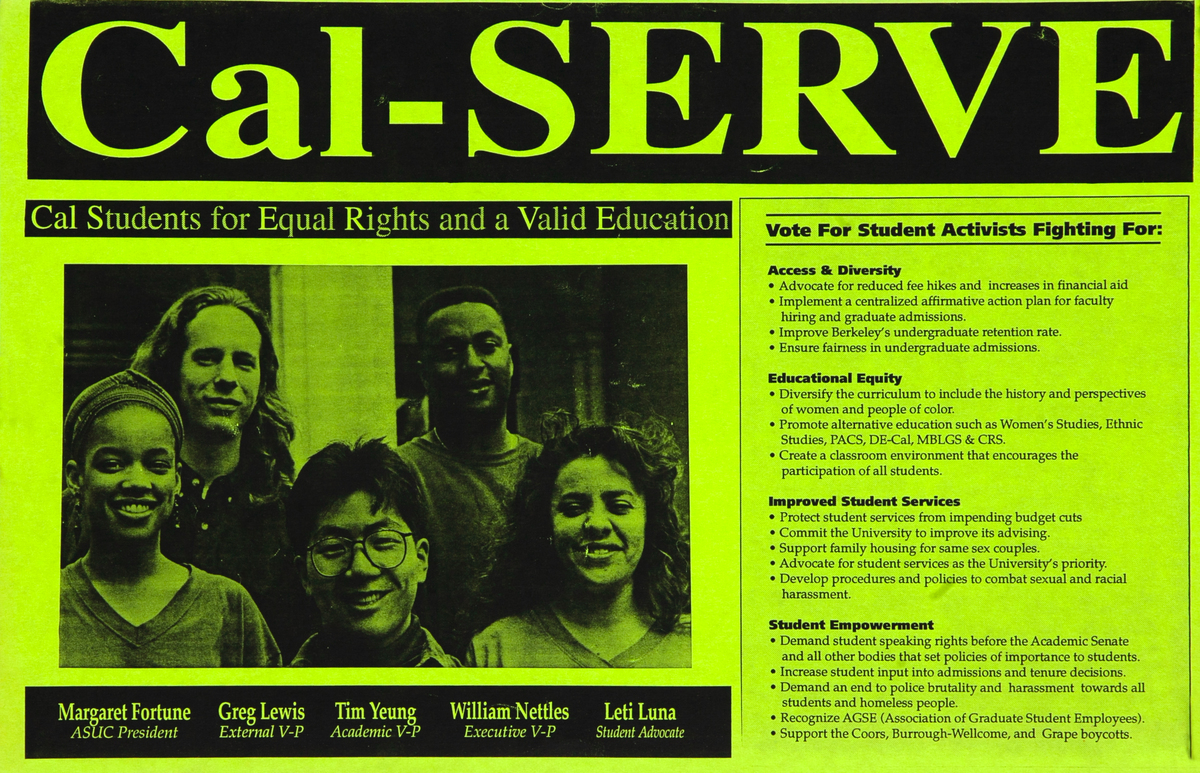 Cal - SERVE Original University of California, Berkeley Student Election Poster