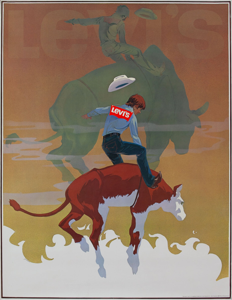 Levis Jeans Rodeo Original American Advertising Poster