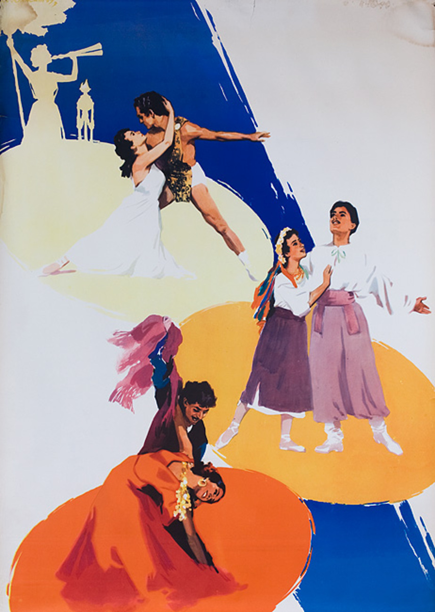 Costumed Dancers Original Vintage Russian Movie Poster Sovexportfilm USSR