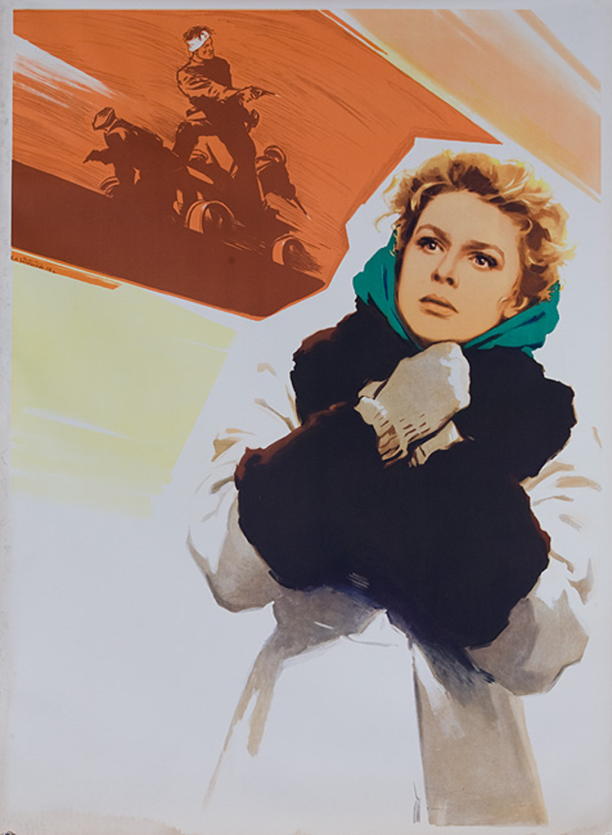 Woman and Bandits in backgroung Original Vintage Russian Movie Poster Sovexportfilm USSR