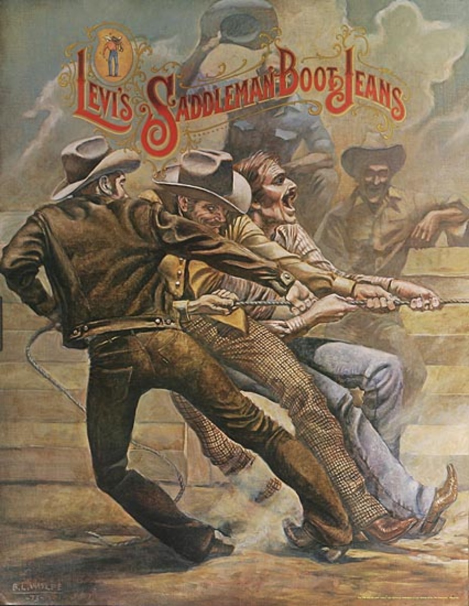 Levi's Saddleman Boot Jeans Original Advertising Poster left