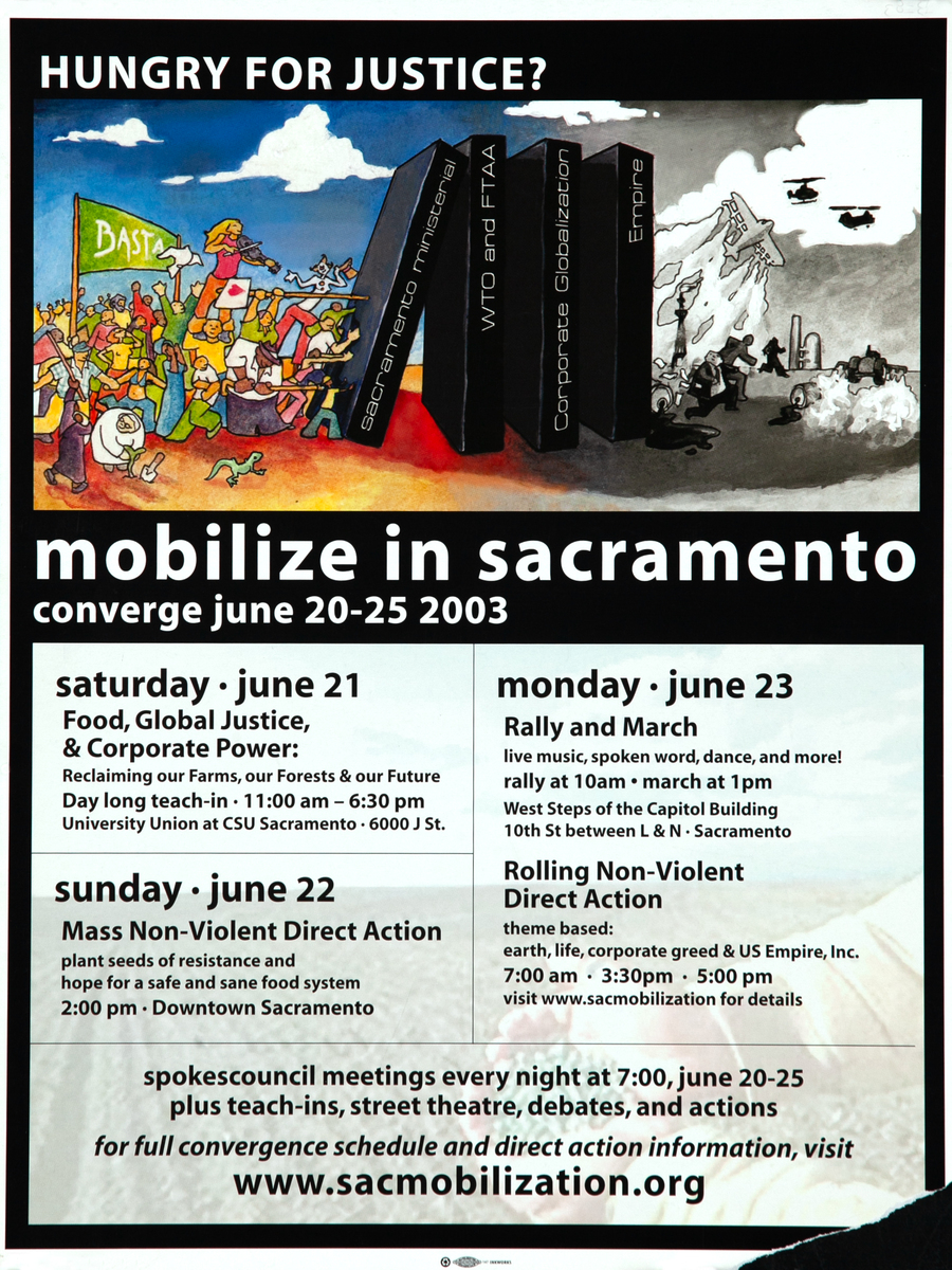 Hungry for Justice, Mobilize in Sacramento Original California Protest Poster 