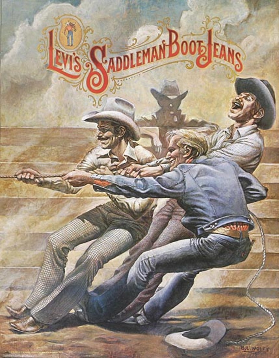 Levi's Saddleman Boot Jeans Original Advertising Poster right