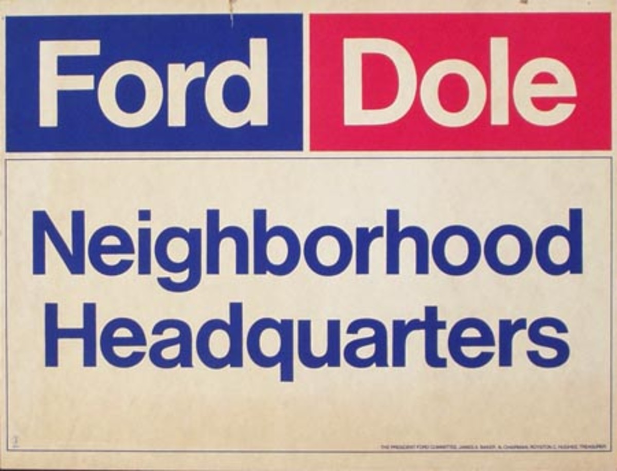Ford Dole Neighborhood Headquarters Original Vintage Political Poster
